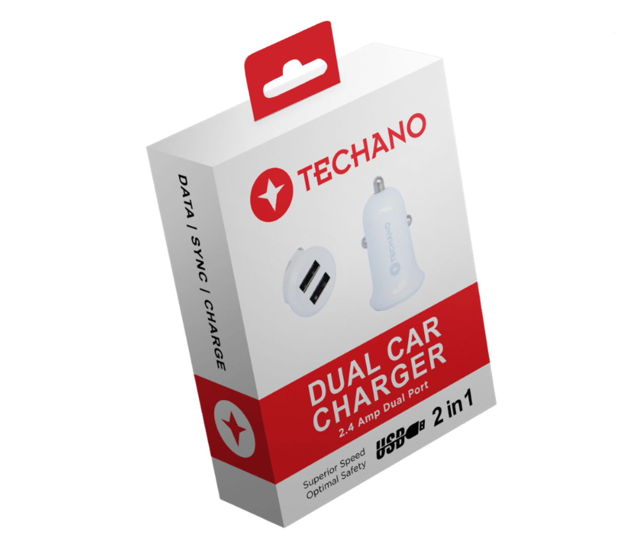 Techano Dual Port Car Charger 2.4 AMP