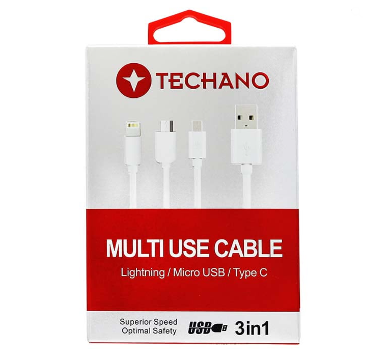 Techano 3 in 1 Charging / data cable - 1 Meter