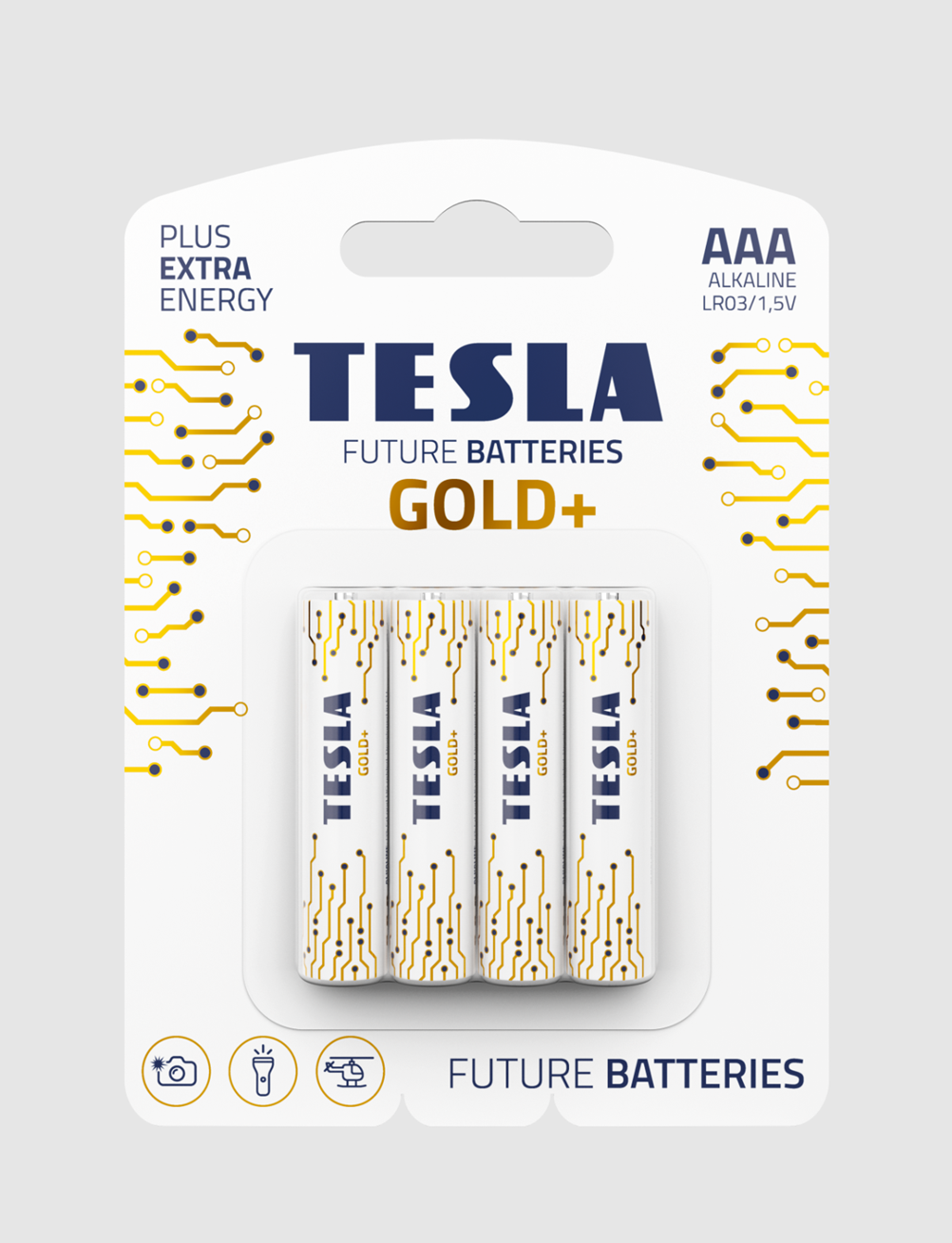 Tesla Future Gold+ Alkaline Battery - AAA (4 Pack)