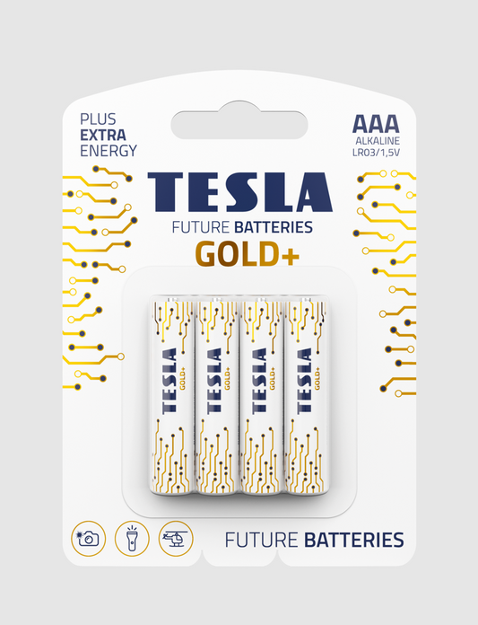 Tesla Future Gold+ Alkaline Battery - AAA (4 Pack)