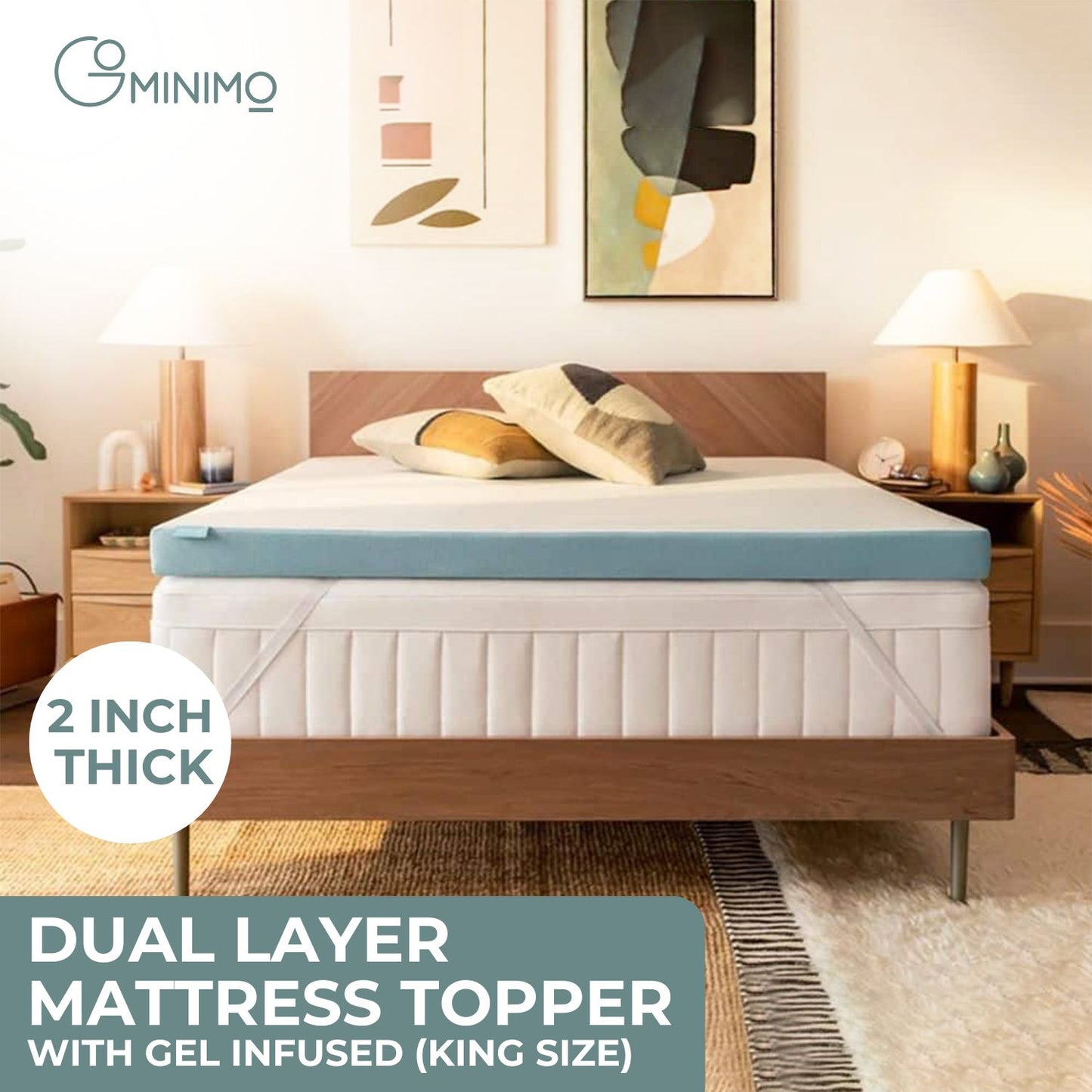 GOMINIMO Dual Layer Mattress Topper 2 inch with Gel Infused (King)