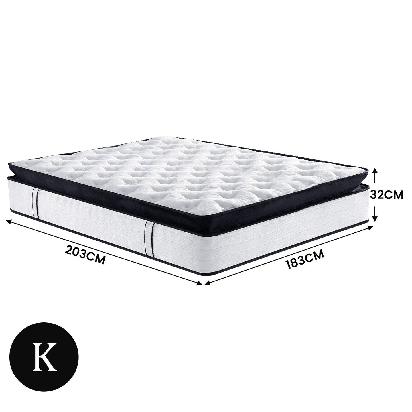 Laura Hill King Mattress Bed Size Euro Top 5 Zone Spring Foam 32cm Bedding Pocket