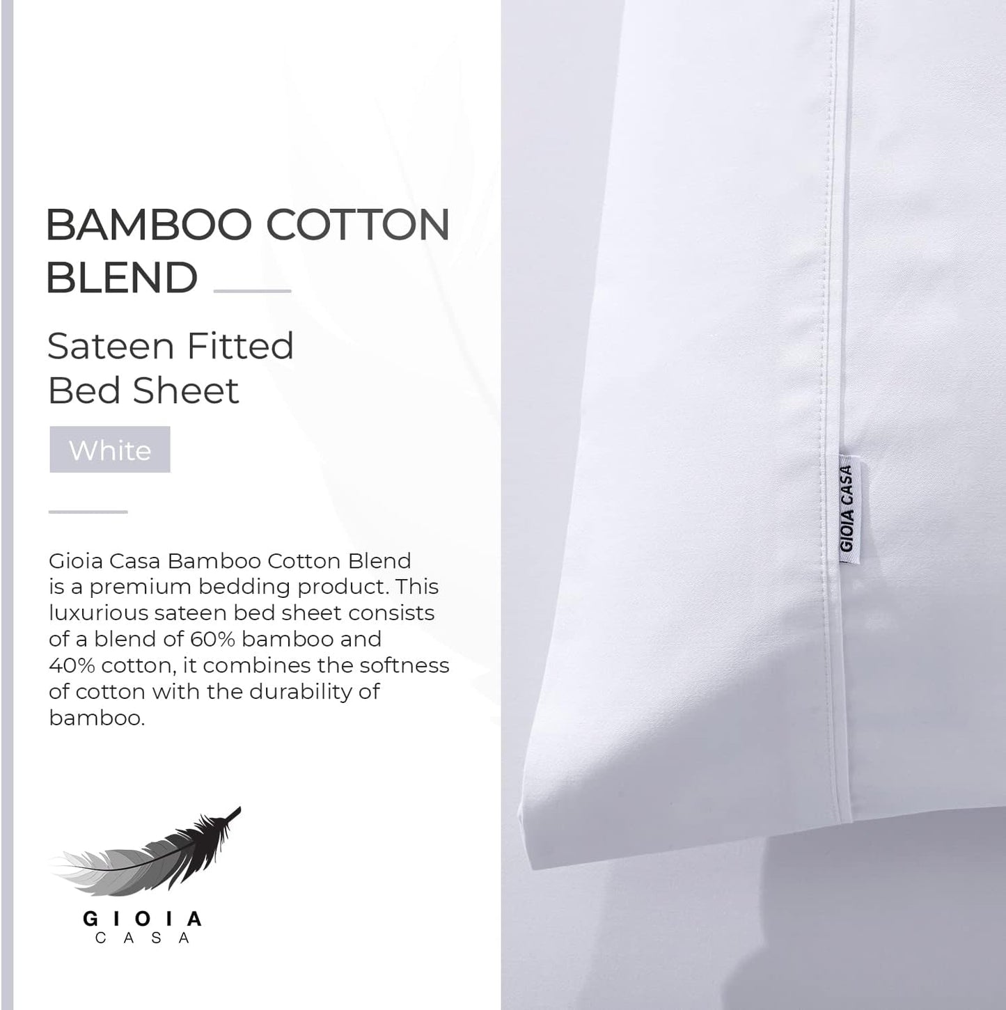 Bamboo Cotton Blend All Season Bedding Set - White - Double Size