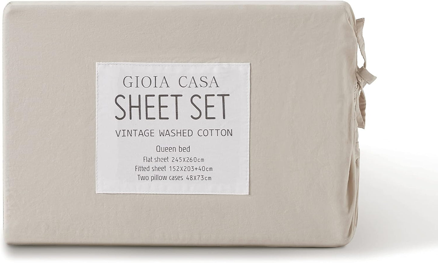 Vintage Washed 100% Cotton Sheet Set with 2 Pillowcases - Natural - Double