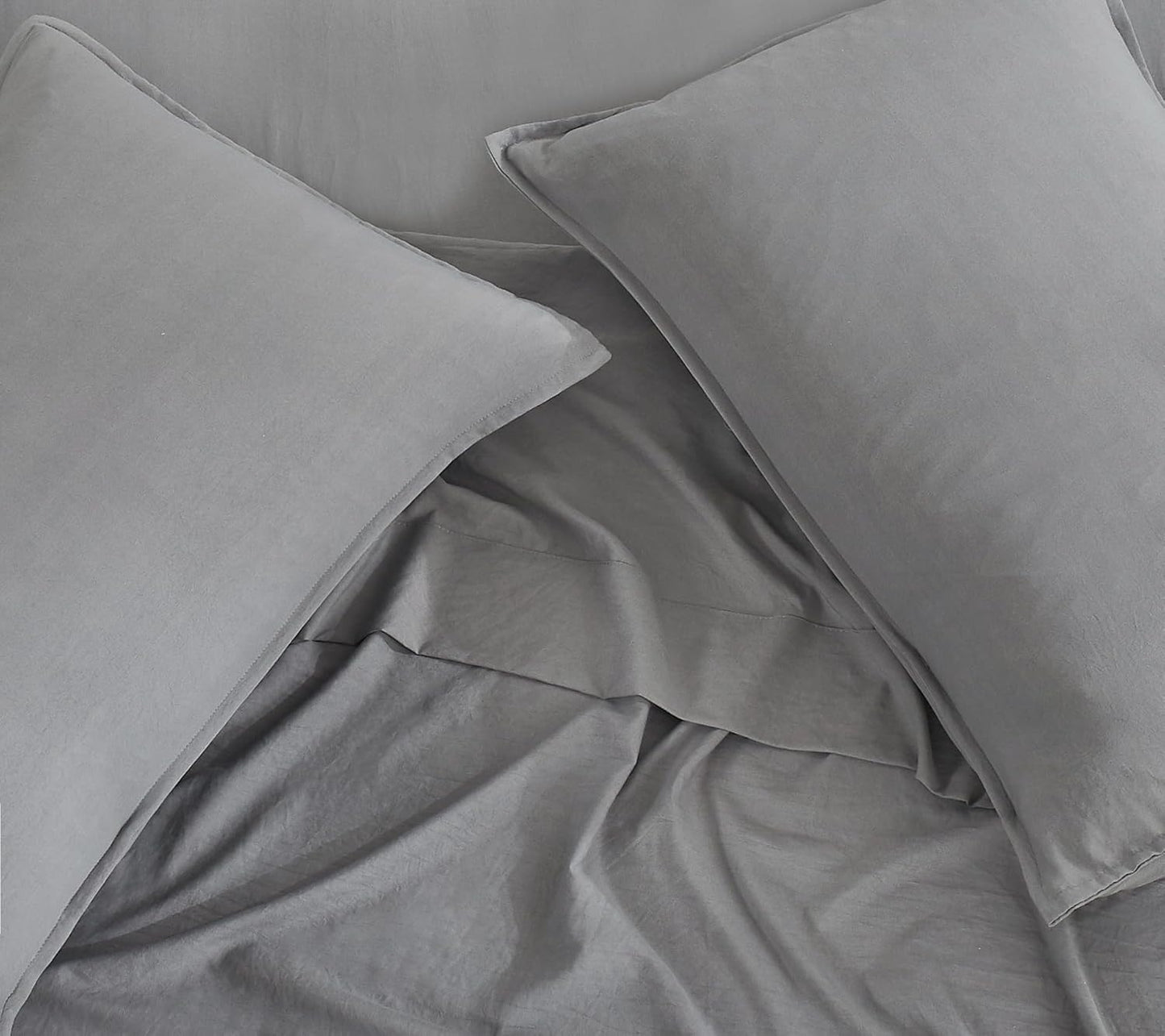 Vintage Washed Microfibre Sheet Set with 2 Pillowcases - Grey - Double