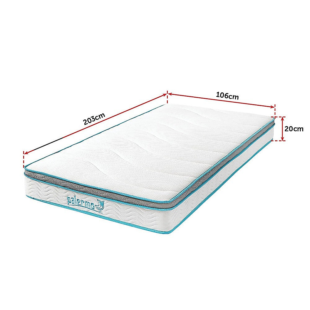 Palermo King Single 20cm Memory Foam and Innerspring Hybrid Mattress